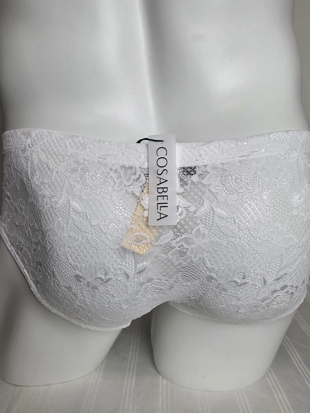 Cosabella White Lace Men's Briefs - Sheer Panel Support